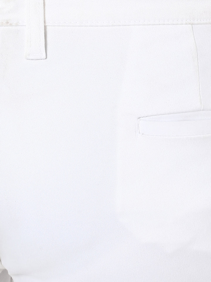 White Solid Trouser-Women Trousers-Crimsoune Club