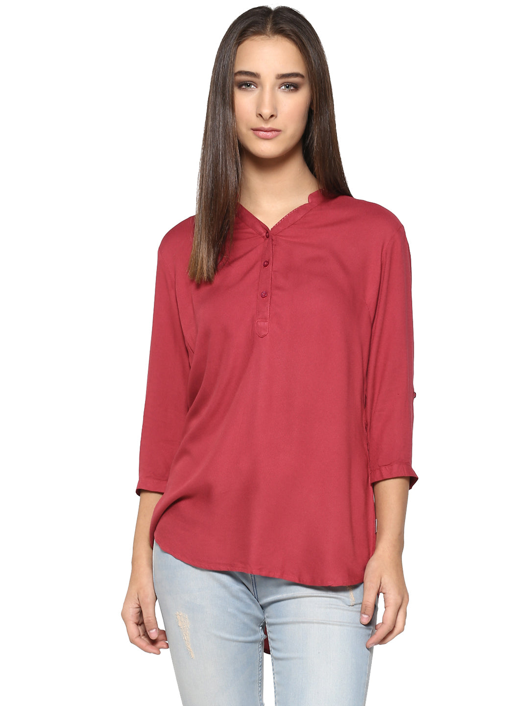 Maroon Solid Tops-Women Tops-Crimsoune Club