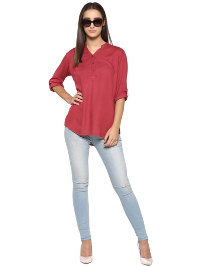 Maroon Solid Tops-Women Tops-Crimsoune Club