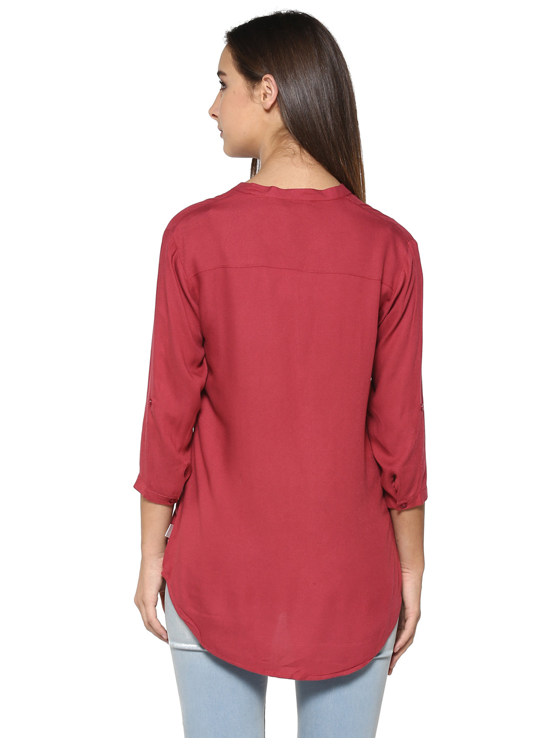 Maroon Solid Tops-Women Tops-Crimsoune Club