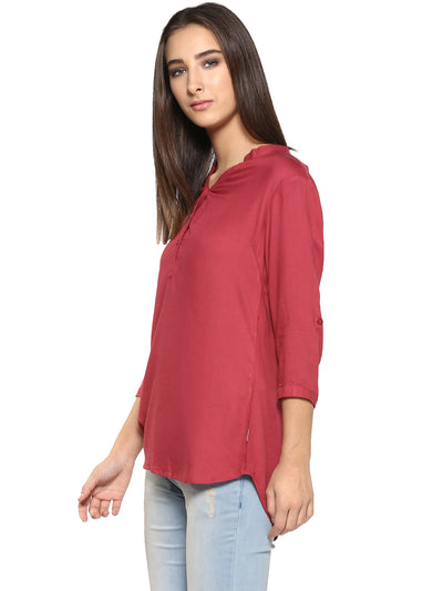 Maroon Solid Tops-Women Tops-Crimsoune Club