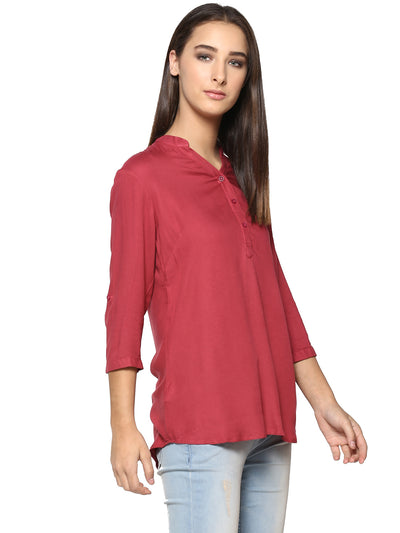 Maroon Solid Tops-Women Tops-Crimsoune Club