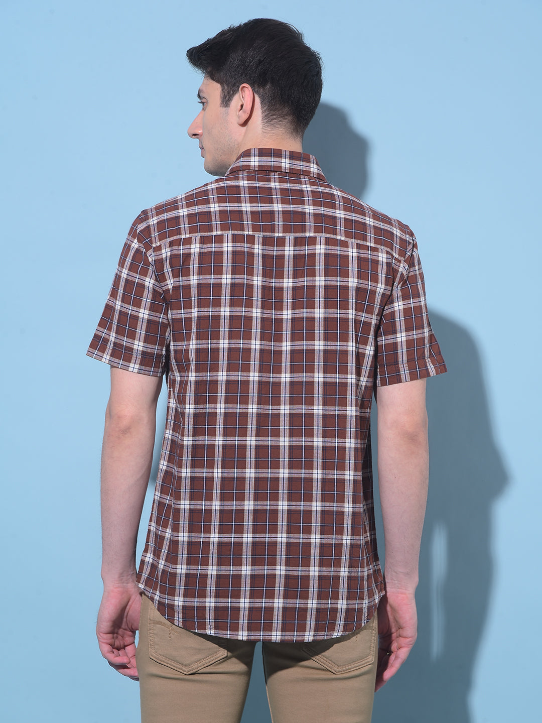 Brown Tartan Check 100% Cotton Shirt-Men Shirts-Crimsoune Club