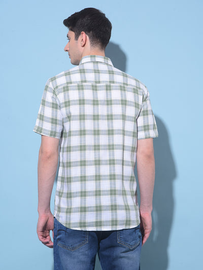 Olive Tartan Check 100% Cotton Shirt-Men Shirts-Crimsoune Club