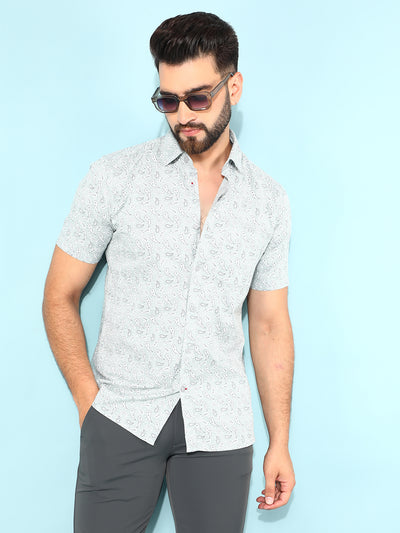 Grey 100% Cotton Printed Shirt-Men Shirts-Crimsoune Club
