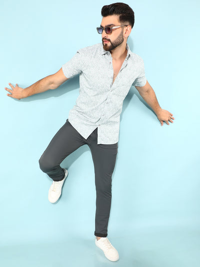 Grey 100% Cotton Printed Shirt-Men Shirts-Crimsoune Club