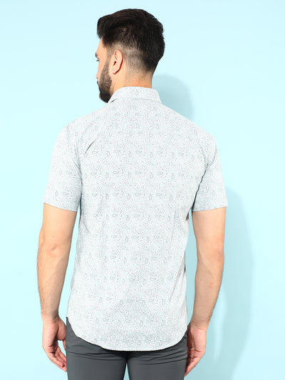 Grey 100% Cotton Printed Shirt-Men Shirts-Crimsoune Club