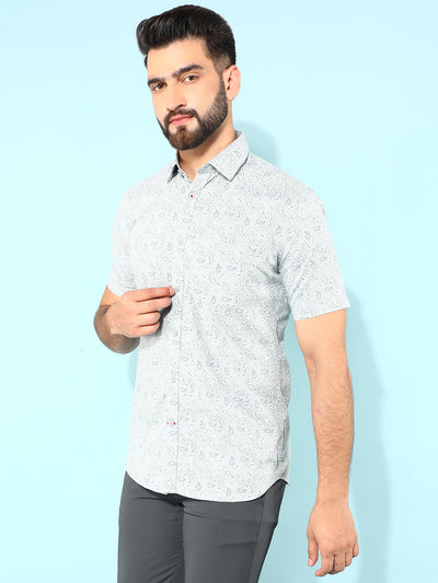 Grey 100% Cotton Printed Shirt-Men Shirts-Crimsoune Club