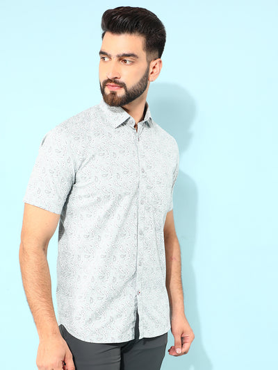 Grey 100% Cotton Printed Shirt-Men Shirts-Crimsoune Club