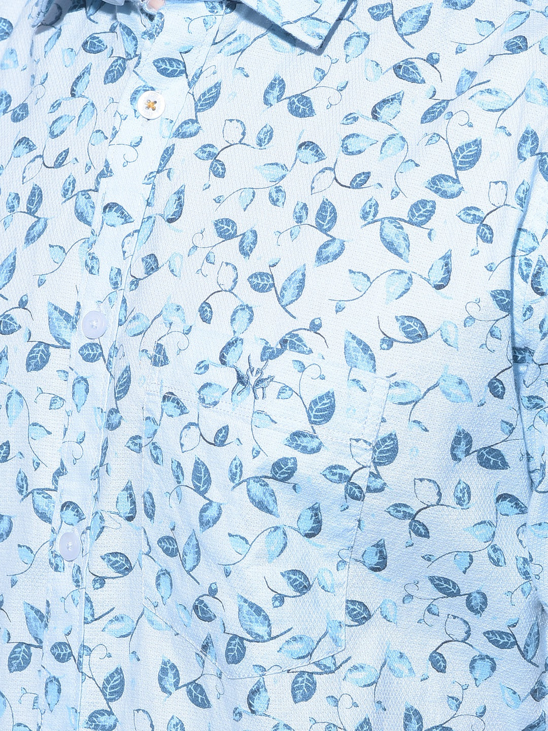 Blue Floral Printed 100% Cotton Shirt-Men Shirts-Crimsoune Club