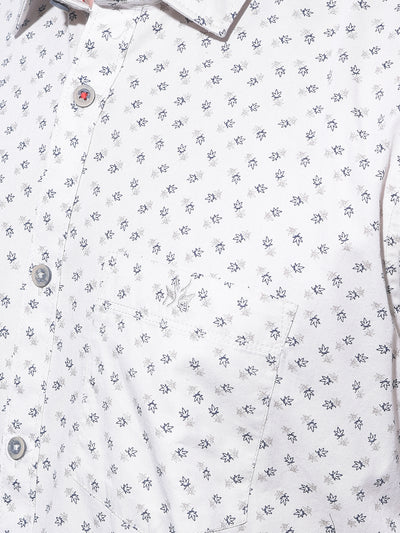 Beige Floral Printed 100% Cotton Shirt-Men Shirts-Crimsoune Club