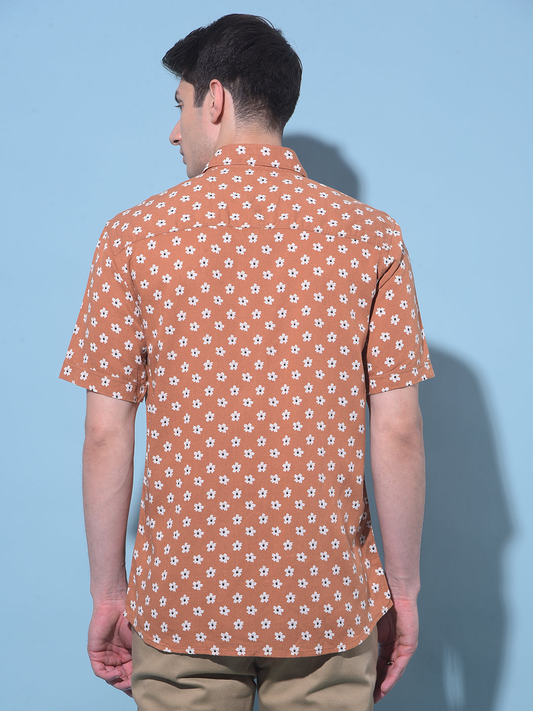 Brown Floral Printed Shirt-Men Shirts-Crimsoune Club