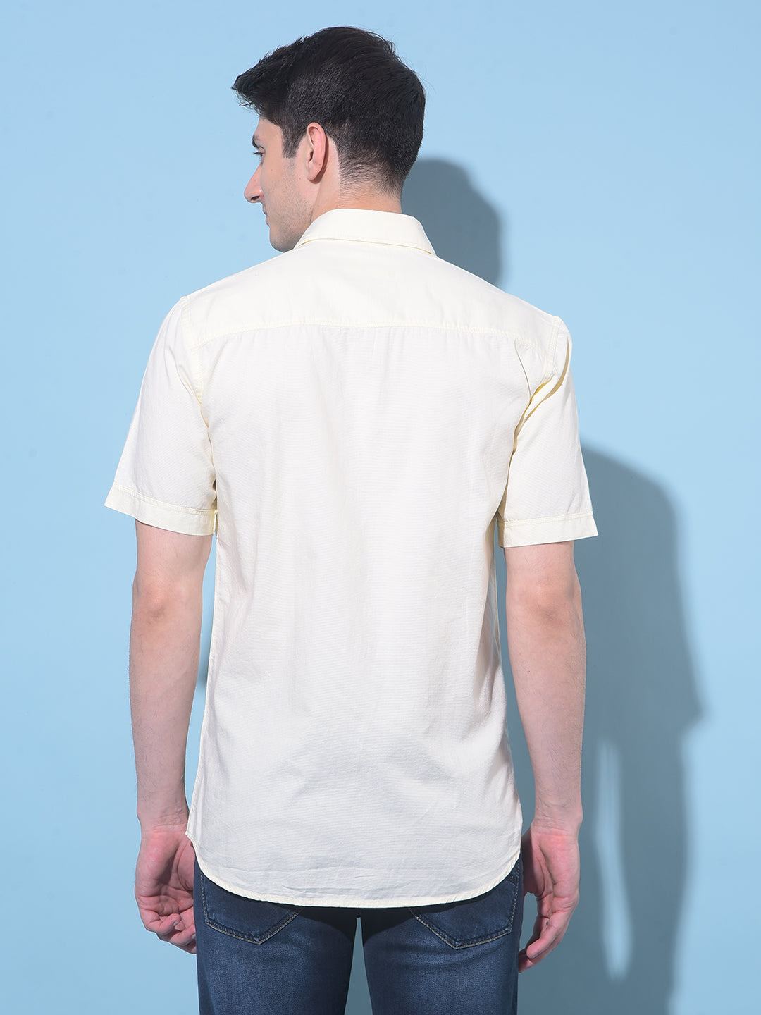 Yellow Embroidered 100% Cotton Shirt-Men Shirts-Crimsoune Club