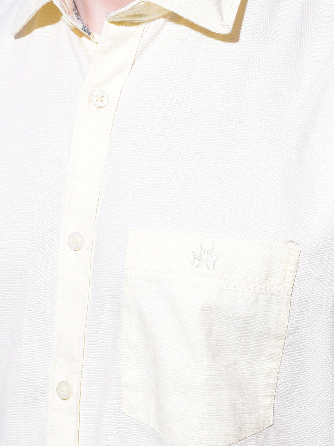 Yellow Embroidered 100% Cotton Shirt-Men Shirts-Crimsoune Club