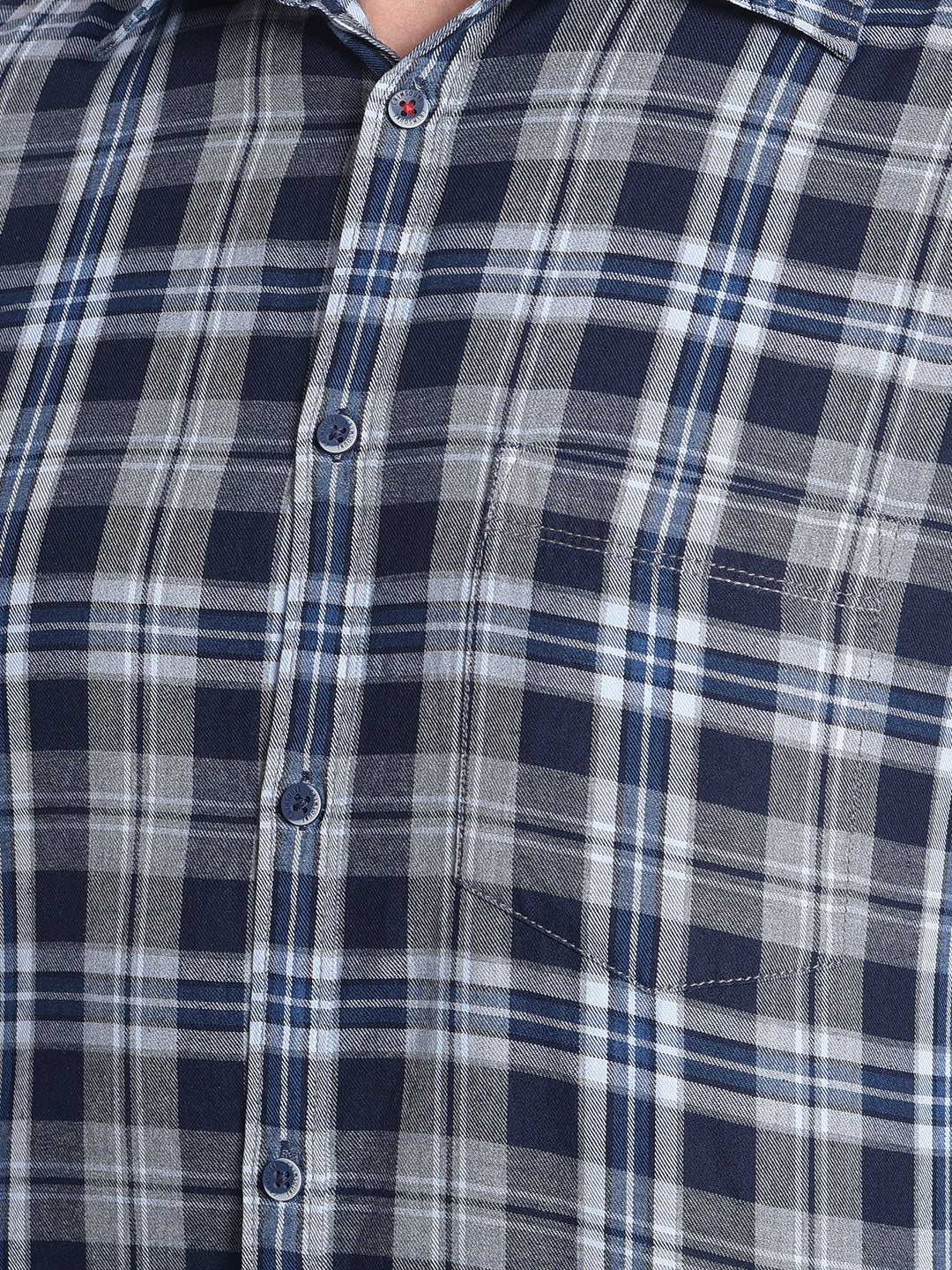 Navy Blue Checked Shirt-Men shirts-Crimsoune Club