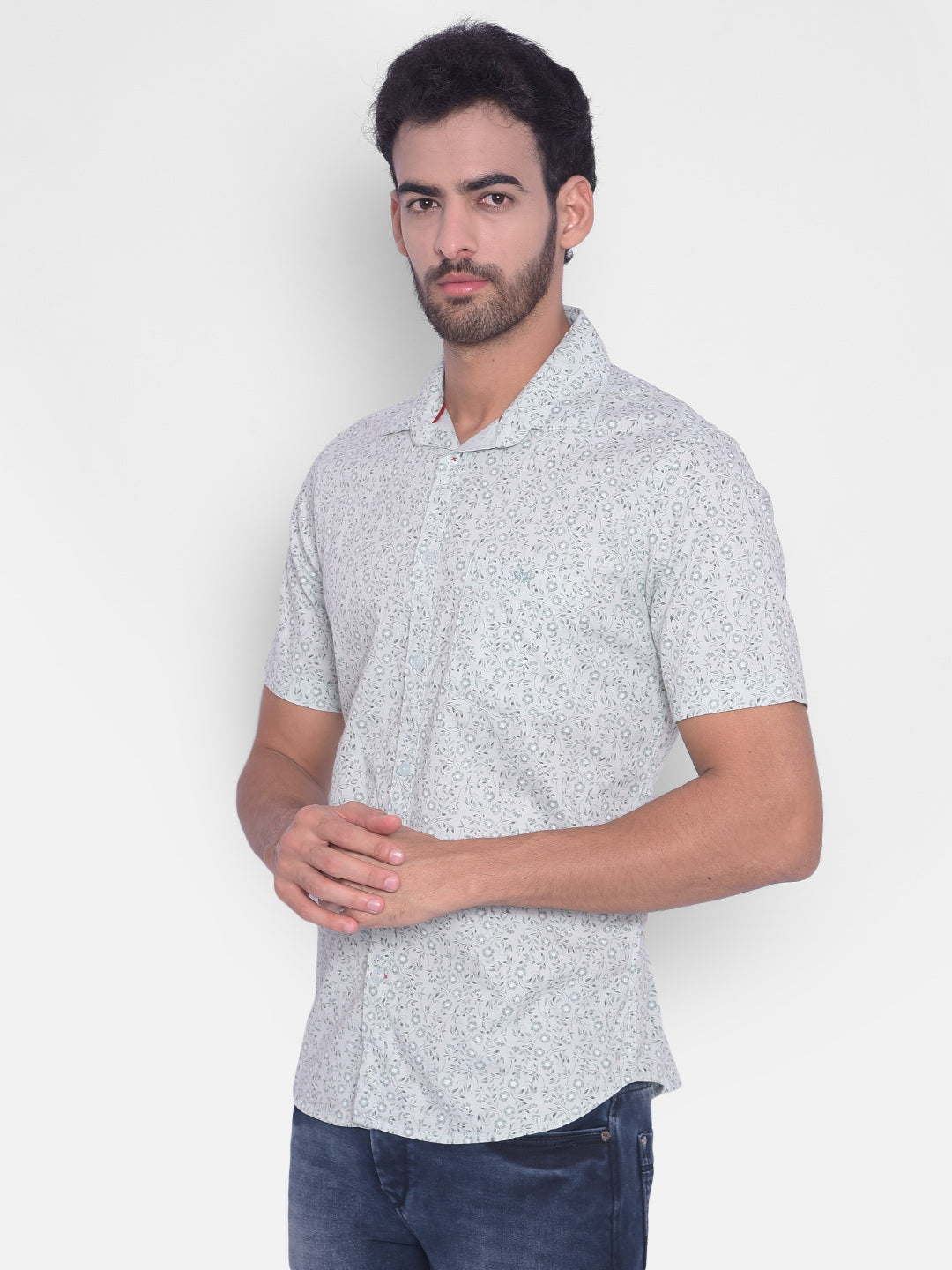 Light Blue Printed Shirt-Mens Shirts-Crimsoune Club