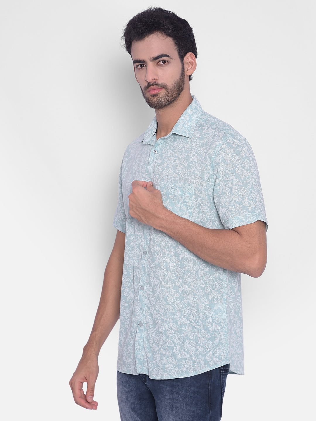 Green Floral Shirt-Mens Shirts-Crimsoune Club