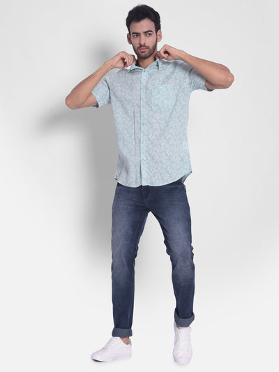 Green Floral Shirt-Mens Shirts-Crimsoune Club