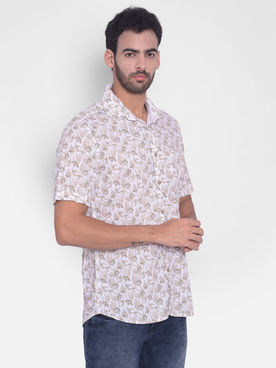 White Floral Shirt-Mens Shirts-Crimsoune Club