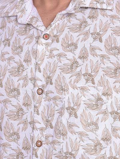 White Floral Shirt-Mens Shirts-Crimsoune Club