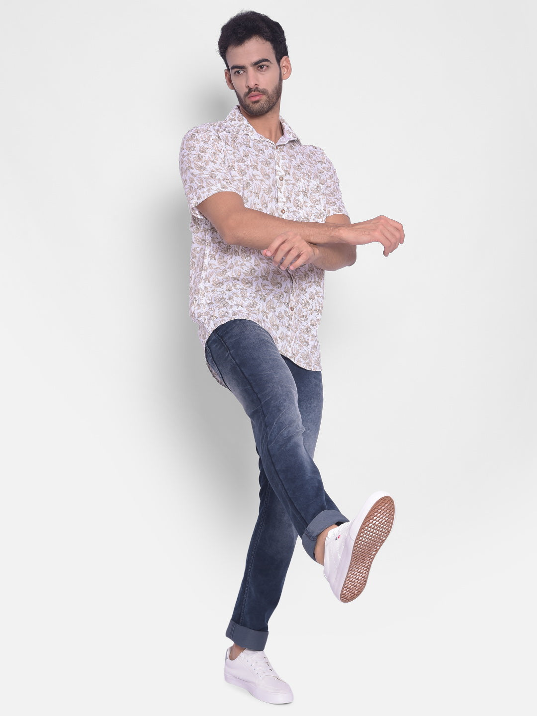 White Floral Shirt-Mens Shirts-Crimsoune Club