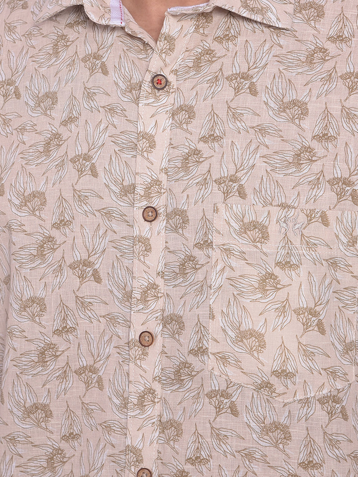 Brown Floral Shirt-Mens Shirts-Crimsoune Club