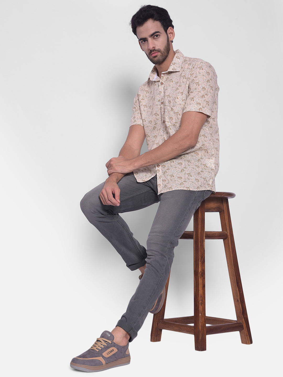 Brown Floral Shirt-Mens Shirts-Crimsoune Club