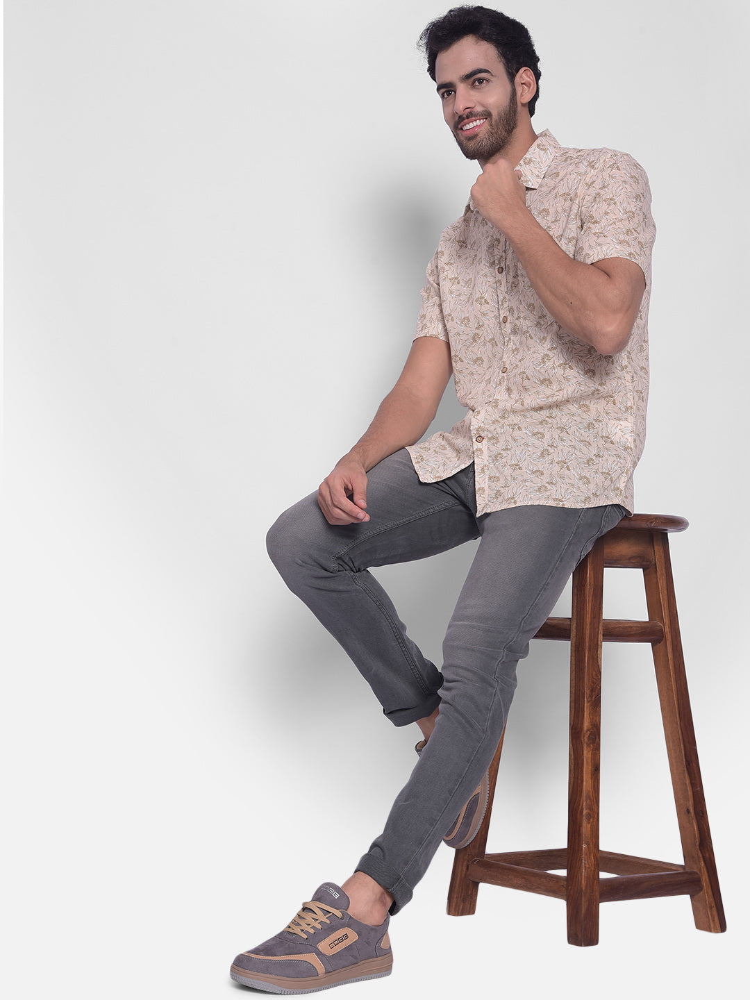 Brown Floral Shirt-Mens Shirts-Crimsoune Club