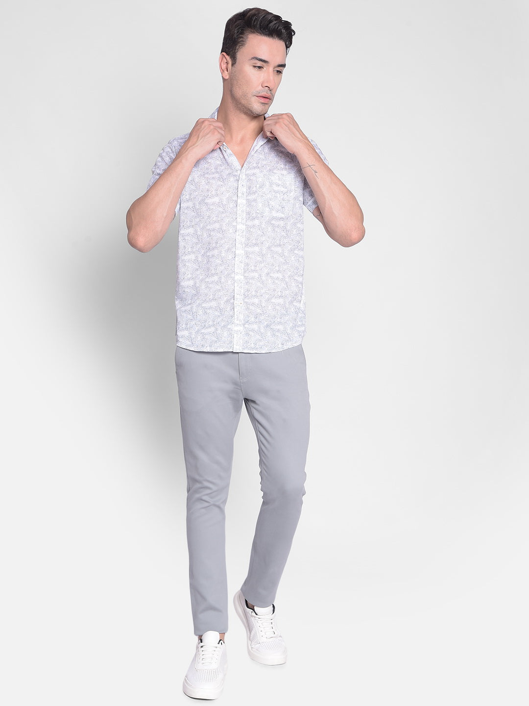 White Floral Shirt-Men shirts-Crimsoune Club