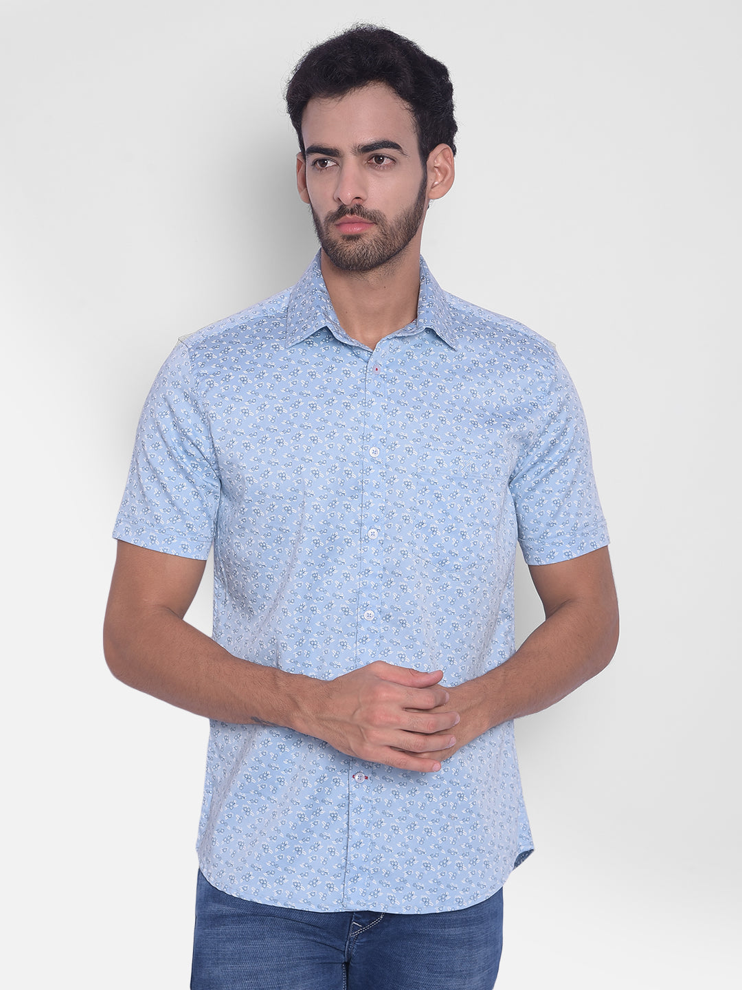 Blue Printed Shirt-Mens Shirts-Crimsoune Club