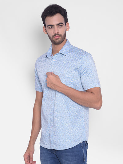 Blue Printed Shirt-Mens Shirts-Crimsoune Club