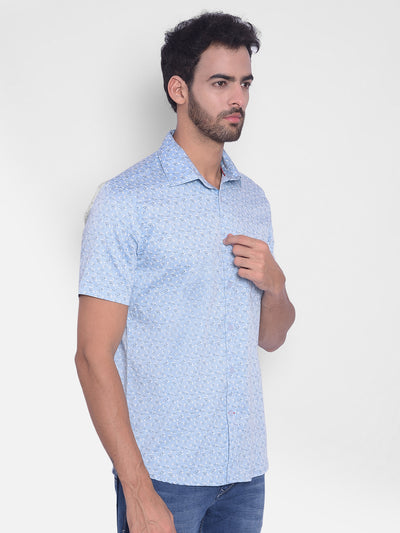 Blue Printed Shirt-Mens Shirts-Crimsoune Club