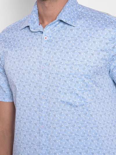 Blue Printed Shirt-Mens Shirts-Crimsoune Club