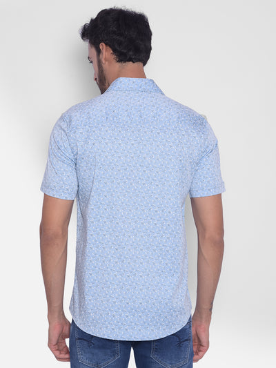 Blue Printed Shirt-Mens Shirts-Crimsoune Club