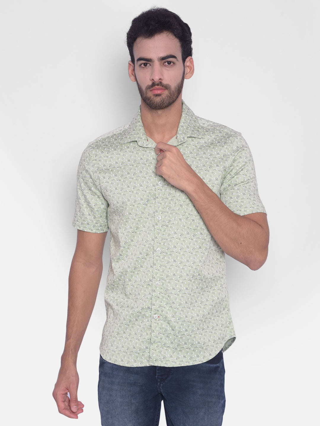 Green Printed Shirt-Mens Shirts-Crimsoune Club