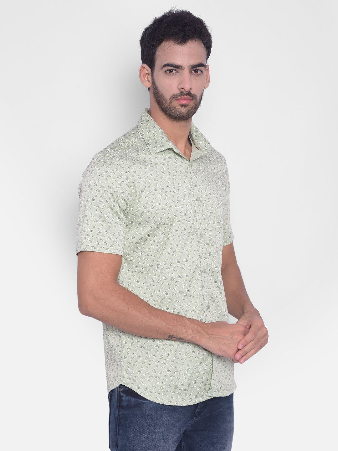 Green Printed Shirt-Mens Shirts-Crimsoune Club