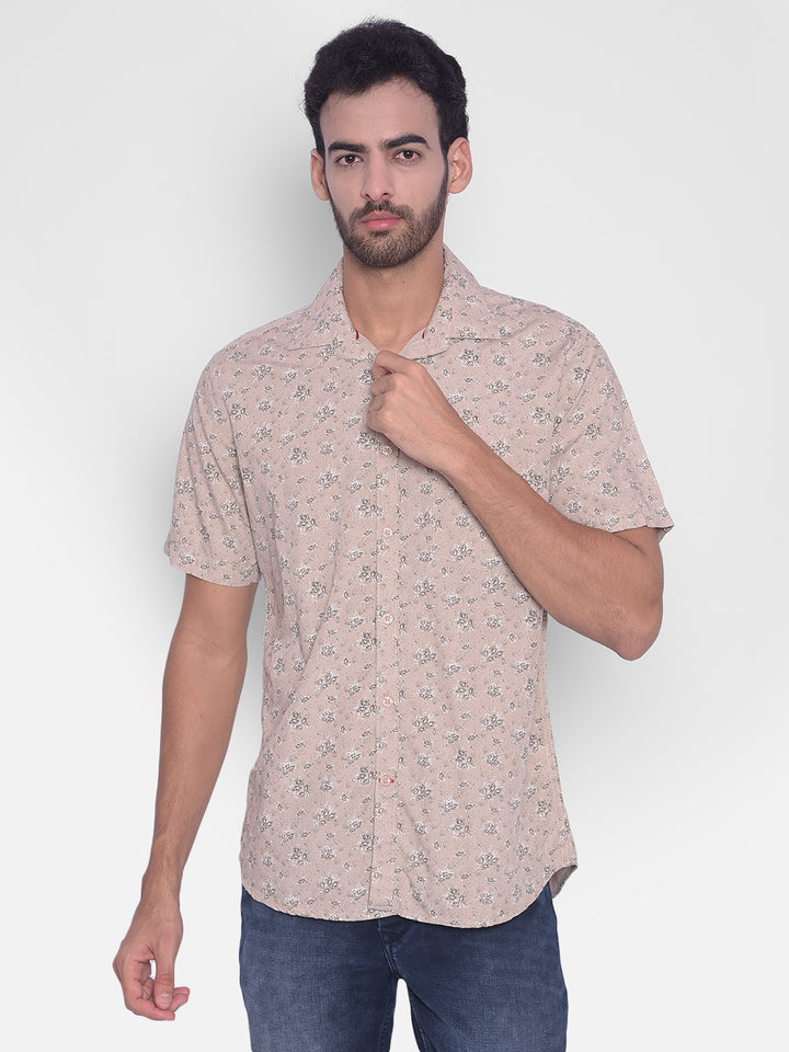 Beige Floral Shirt-Mens Shirts-Crimsoune Club