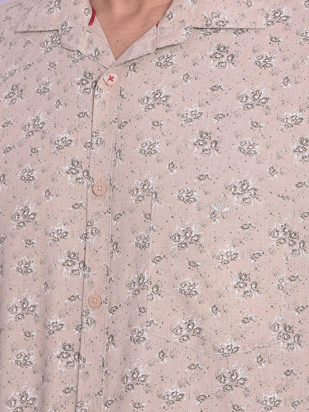 Beige Floral Shirt-Mens Shirts-Crimsoune Club