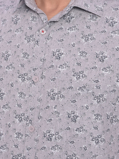 Grey Floral Shirt-Mens Shirts-Crimsoune Club