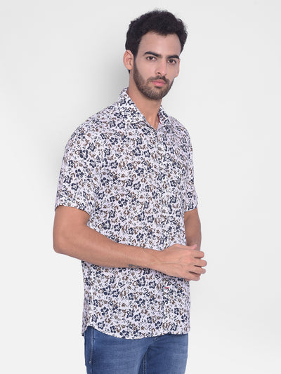 White Floral Shirt-Mens Shirts-Crimsoune Club