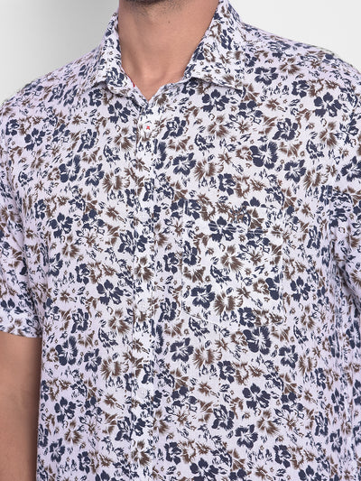 White Floral Shirt-Mens Shirts-Crimsoune Club