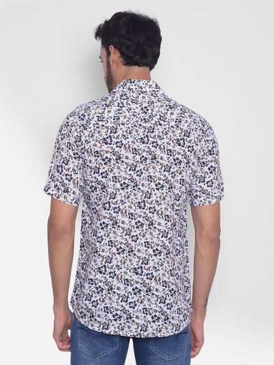 White Floral Shirt-Mens Shirts-Crimsoune Club