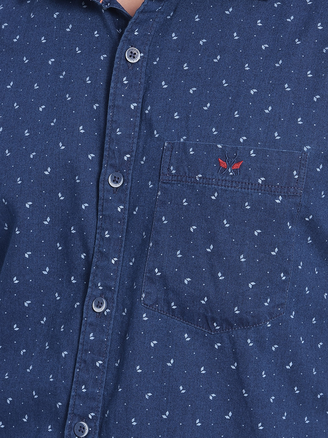 Navy Blue Printed Shirt-Men Jeans-Crimsoune Club