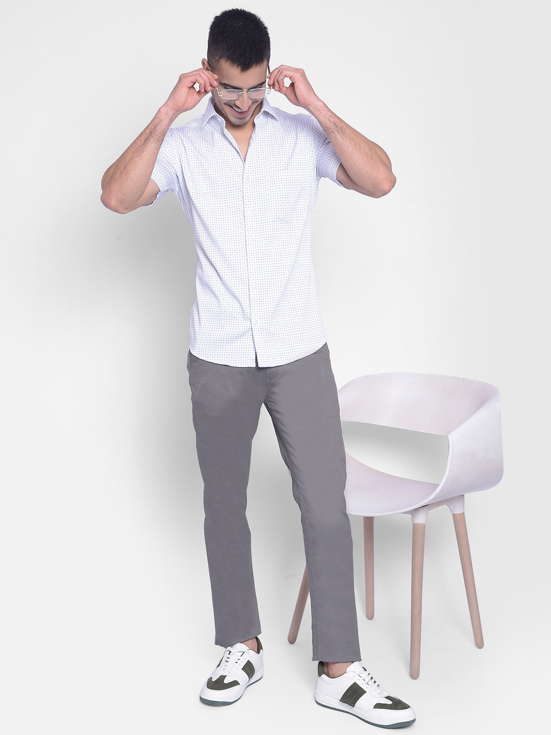 White Printed Shirt-Men Jeans-Crimsoune Club