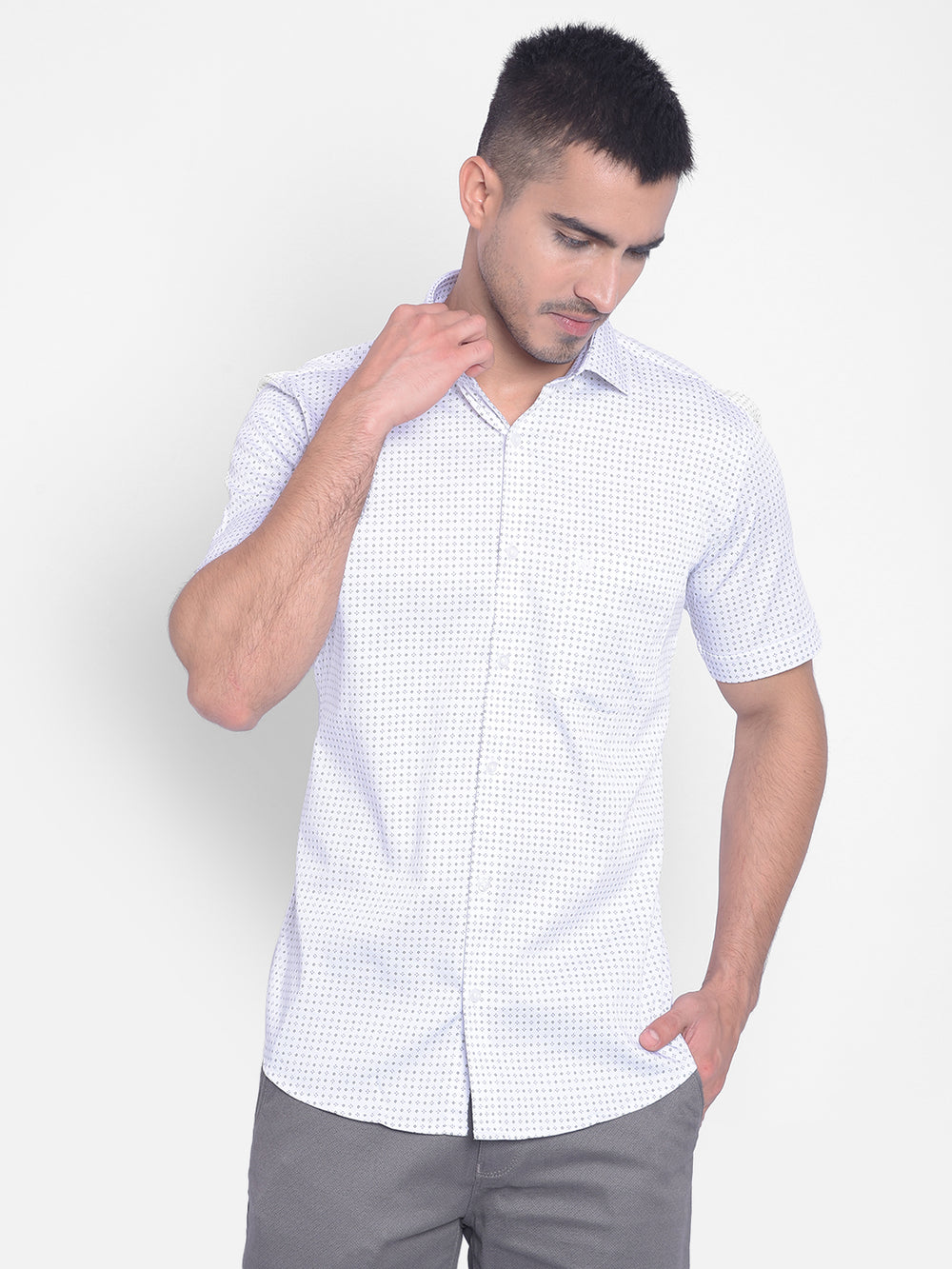 White Printed Shirt-Men Jeans-Crimsoune Club