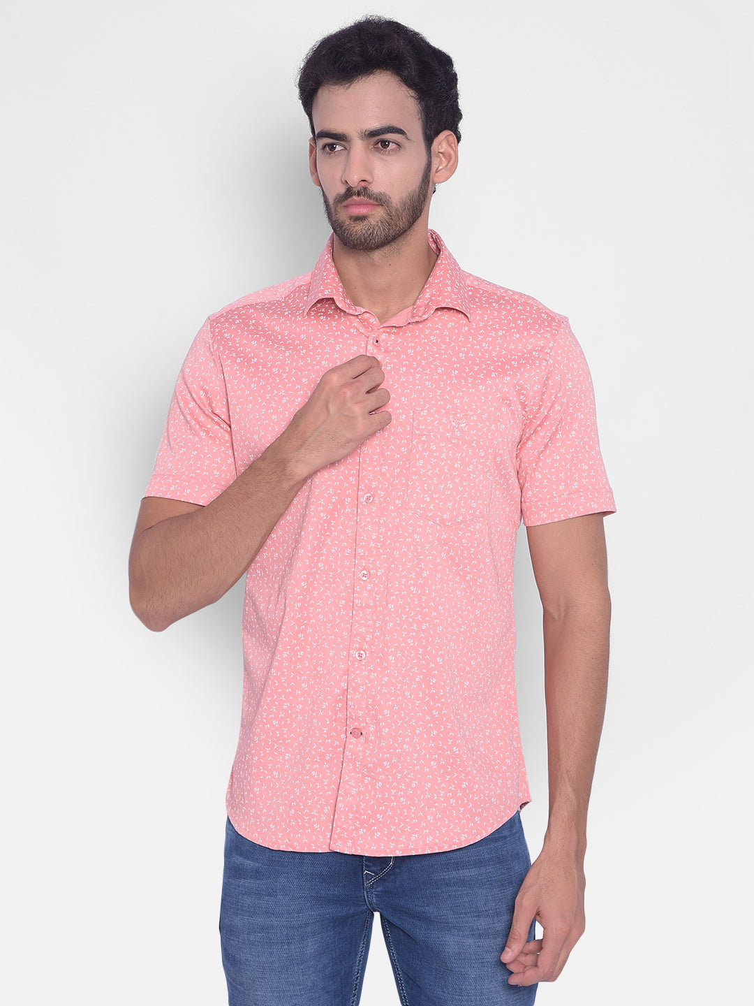 Pink Printed Shirt-Mens Shirts-Crimsoune Club
