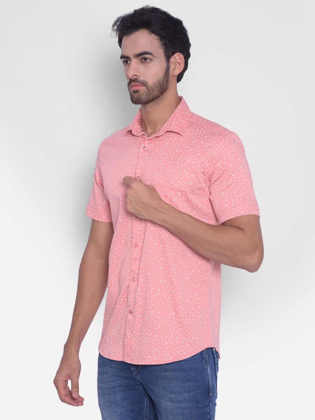 Pink Printed Shirt-Mens Shirts-Crimsoune Club