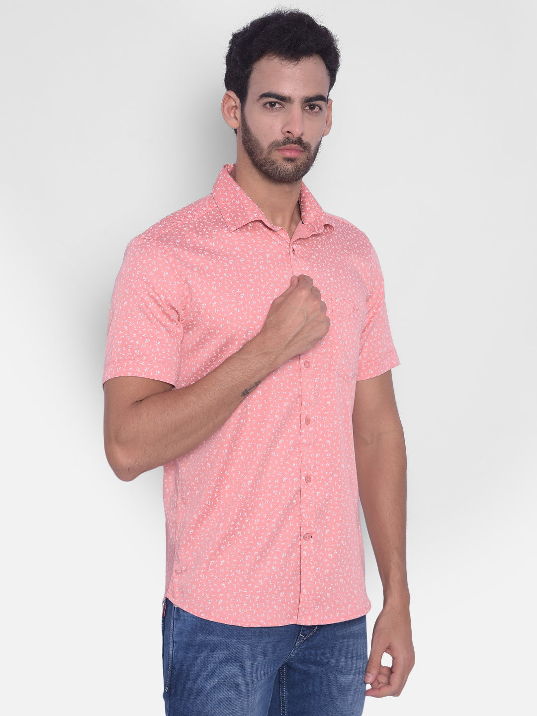 Pink Printed Shirt-Mens Shirts-Crimsoune Club