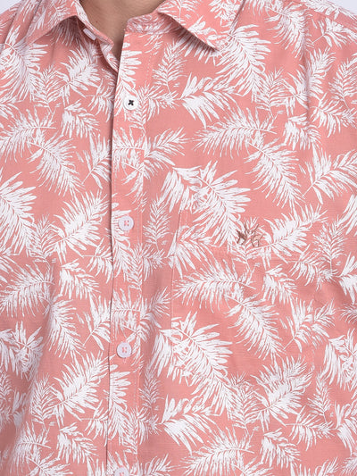 Peach Floral Shirt-Men Jeans-Crimsoune Club