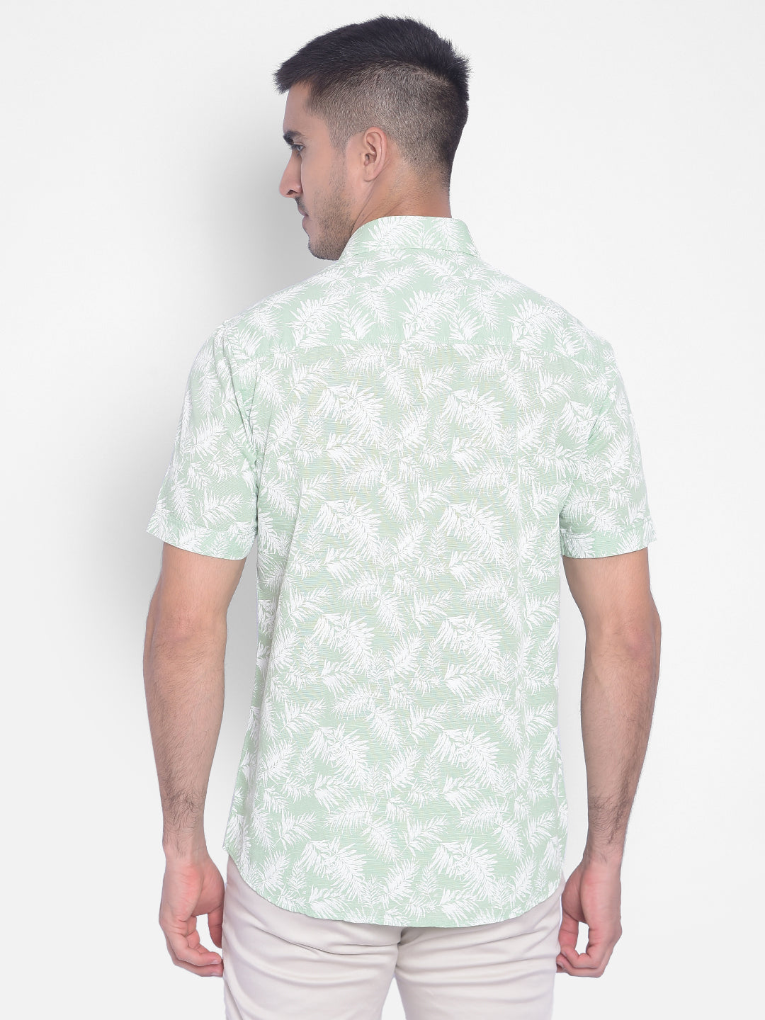 Green Floral Shirt-Men Jeans-Crimsoune Club